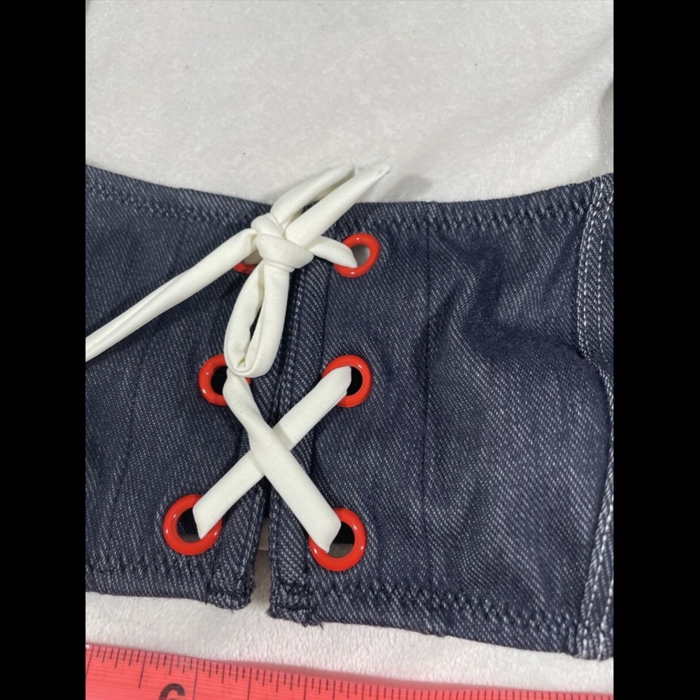NWT $89 Solid & Striped Isabella‎ Lace Up Bikini Top in Denim [SZ Medium ] - Picture 9 of 12